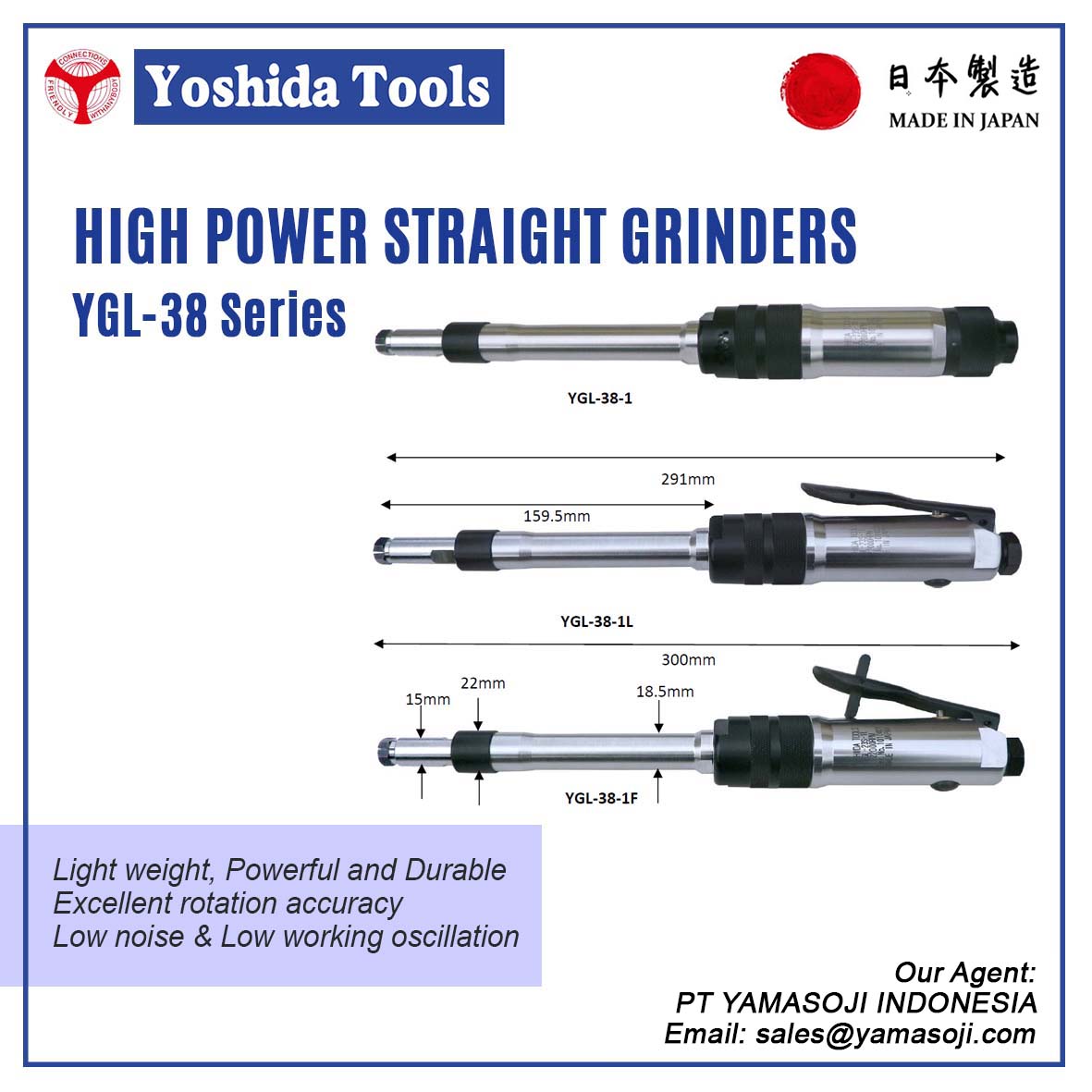 HIGH POWER STRAIGHT GRINDERS YGL-38 SERIES